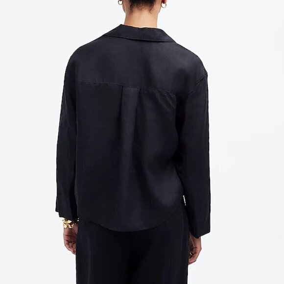 Madewell Resort Semi-Sheer Long Sleeve Button Up Shirt Black Size S NWT - Picture 3 of 9